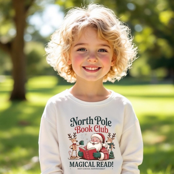 North Pole Book Club T-shirt long sleeve Boy or Girl 2 3 4 5 6 7 8 10 S-XL read - Picture 6 of 8